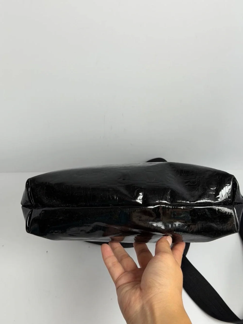 Salvatore Ferragamo Black Patent Leather Crossbody Bag